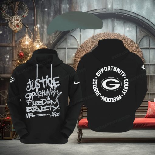 NFL Green Bay Packers Justice Opportunity Equity Freedom Hoodie