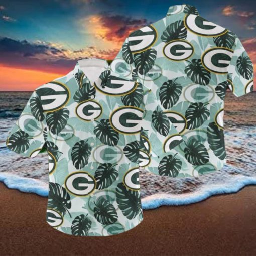 NFL Green Bay Packers Logo Leaf 3D Hawaiian Shirt For Fans Gift Summer