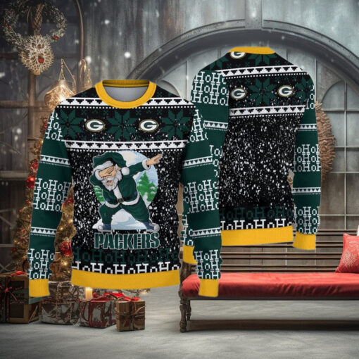 NFL Green Bay Packers Ugly Sweater Printed Christmas Santa Claus Ho Ho Ho Show Team Spirit