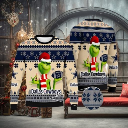 NFL Grinch Dallas Cowboys Ugly Christmas Sweater Xmas 3D Printed Christmas Sweater Gift
