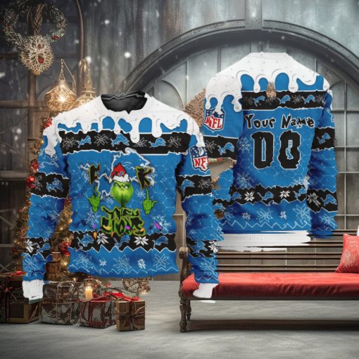 NFL Grinch Fuck Them Detroit Lions Ugly Xmas Wool Knitted Sweater