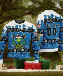 NFL Grinch Fuck Them Detroit Lions Ugly Xmas Wool Knitted Sweater