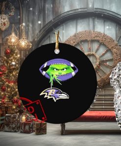 NFL Grinch Hold Baltimore Ravens Football Ornament Custom Name