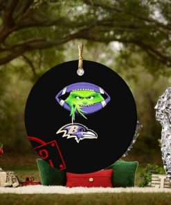 NFL Grinch Hold Baltimore Ravens Football Ornament Custom Name
