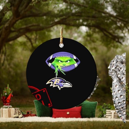 NFL Grinch Hold Baltimore Ravens Football Ornament Custom Name