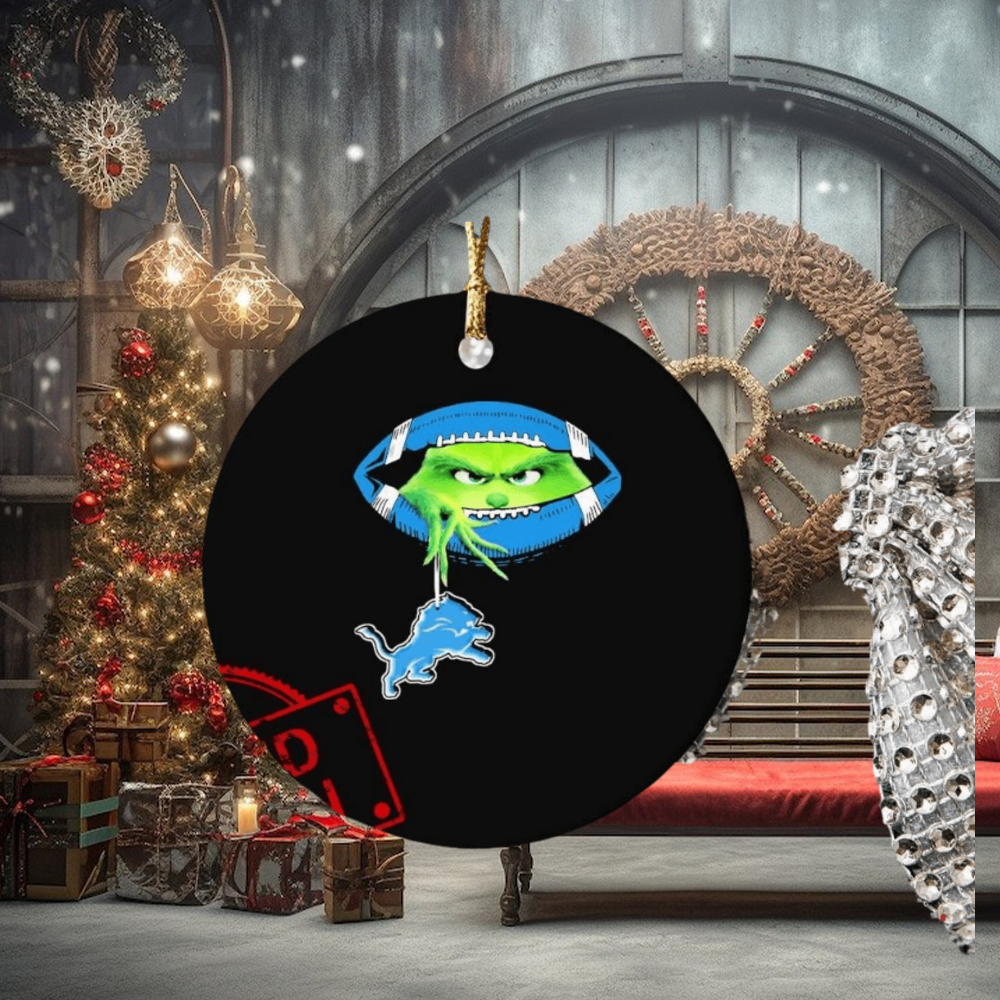 NFL Grinch Hold Detroit Lions Football Ornament Custom Name NFL Grinch Hold Detroit Lions Football Ornament Custom Name