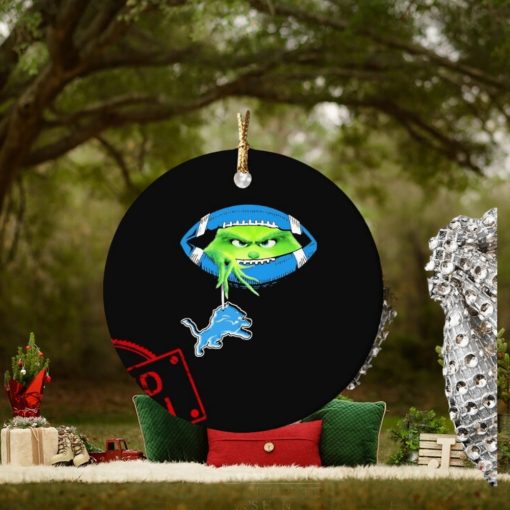 NFL Grinch Hold Detroit Lions Football Ornament Custom Name