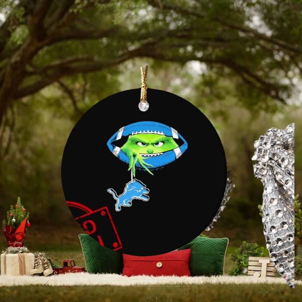 NFL Grinch Hold Detroit Lions Football Ornament Custom Name NFL Grinch Hold Detroit Lions Football Ornament Custom Name