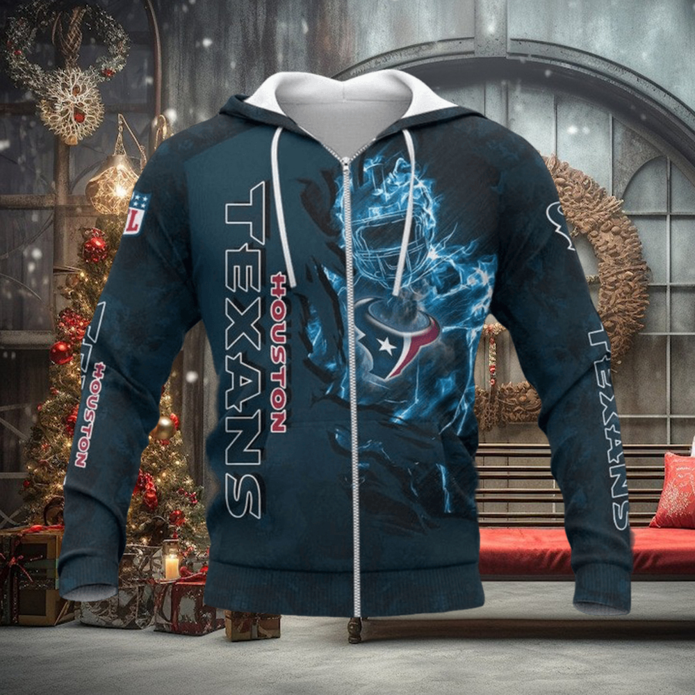 NFL Houston Texans Blue Camo Zip Up Hoodie NFL Houston Texans Blue Camo Zip Up Hoodie