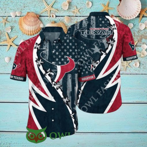 NFL Houston Texans Graphic American Flag Hot Summer Hawaiian Shirt 2024