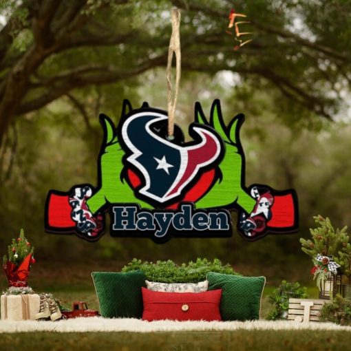 NFL Houston Texans Grinch Christmas Ornament Personalized Your Name 2023 Christmas Tree Decorations