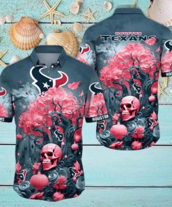 NFL Houston Texans Halloween Skull Pumpkin Hawaiian Shirt