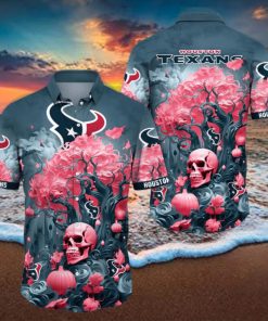 NFL Houston Texans Halloween Skull Pumpkin Hawaiian Shirt