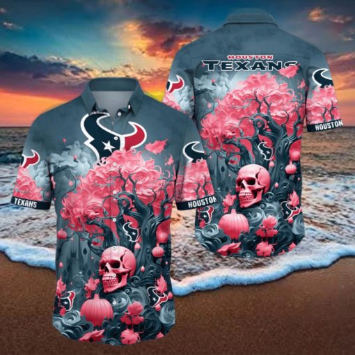 NFL Houston Texans Halloween Skull Pumpkin Hawaiian Shirt