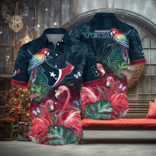 NFL Houston Texans Hawaii Shirt Flamingo And Flower Aloha Shirt