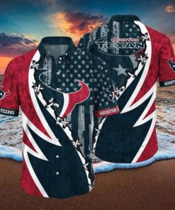 NFL Houston Texans Hawaiian Shirt 3D Printed Graphic American Flag Print This Summer Gift For Fans