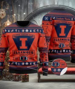 NFL Illinois Fighting Illini Football Team Logo 3D Printed Ugly Christmas Sweater