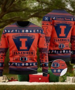 NFL Illinois Fighting Illini Football Team Logo 3D Printed Ugly Christmas Sweater