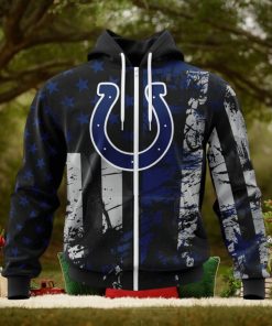 NFL Indianapolis Colts Custom Name Number Classic Grunge American Flag Zip Up Hoodie