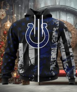 NFL Indianapolis Colts Custom Name Number Classic Grunge American Flag Zip Up Hoodie