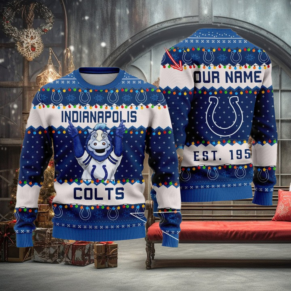 NFL Indianapolis Colts Cute Mascot Custom Ugly Christmas Sweater NFL Indianapolis Colts Cute Mascot Custom Ugly Christmas Sweater