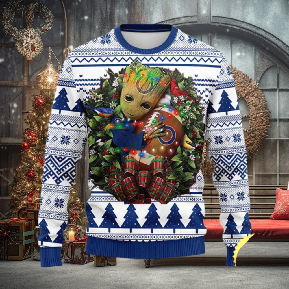 NFL Indianapolis Colts Groot Hug Christmas Ugly Sweater NFL Indianapolis Colts Groot Hug Christmas Ugly Sweater
