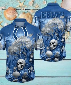 NFL Indianapolis Colts Halloween Skull Pumpkin Hawaiian Shirt