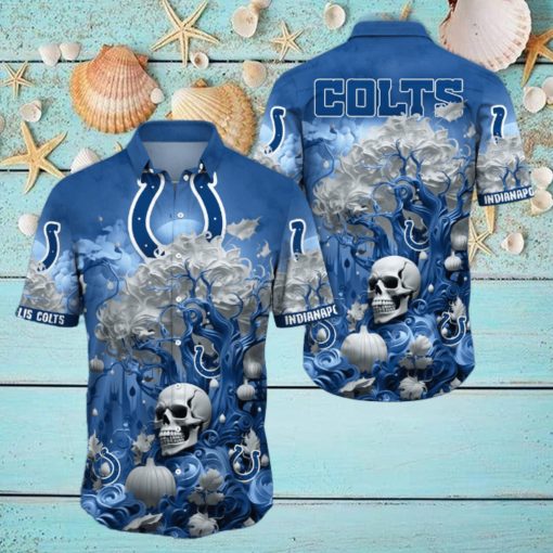 NFL Indianapolis Colts Halloween Skull Pumpkin Hawaiian Shirt