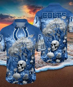 NFL Indianapolis Colts Halloween Skull Pumpkin Hawaiian Shirt