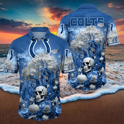 NFL Indianapolis Colts Halloween Skull Pumpkin Hawaiian Shirt