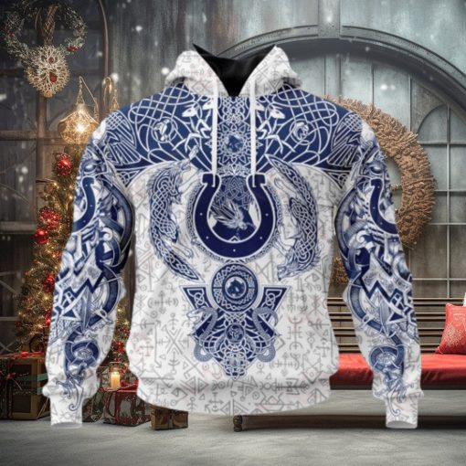 NFL Indianapolis Colts Norse Viking Symbols 3D Hoodie