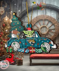 NFL Jacksonville Jaguars And Baby Yoda Christmas Ornament 2023 Christmas Tree Decorations