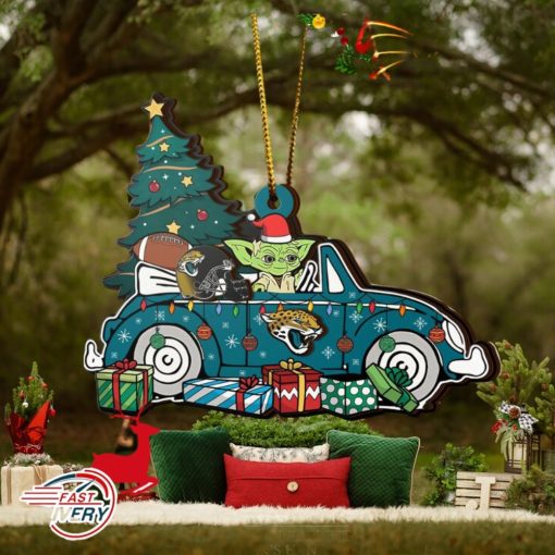 NFL Jacksonville Jaguars And Baby Yoda Christmas Ornament 2023 Christmas Tree Decorations