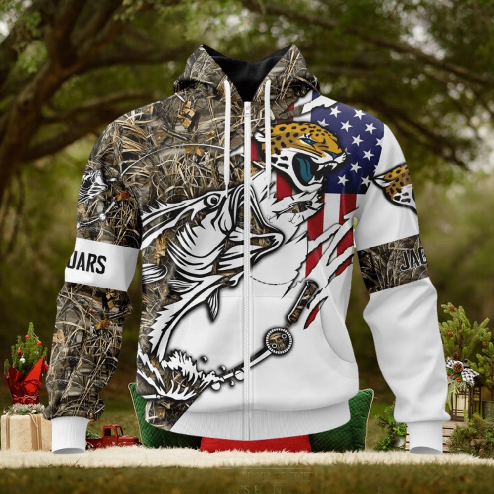 NFL Jacksonville Jaguars Custom Name Number Fishing With Flag Of USA Zip Up Hoodie NFL Jacksonville Jaguars Custom Name Number Fishing With Flag Of USA Zip Up Hoodie
