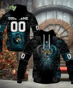 NFL Jacksonville Jaguars Custom Name Number Rose Dragon Pullover Hoodie