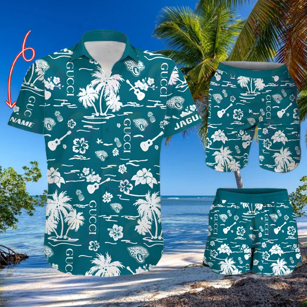 NFL Jacksonville Jaguars Gucci Logo Pattern Hawaiian Shirt & Shorts