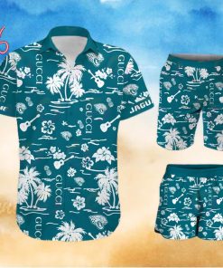 NFL Jacksonville Jaguars Gucci Logo Pattern Hawaiian Shirt & Shorts