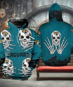 NFL Jacksonville Jaguars Halloween Skull Teal Pullover Hoodie