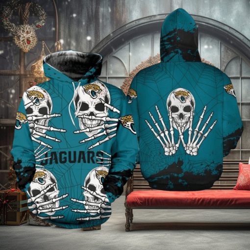 NFL Jacksonville Jaguars Halloween Skull Teal Pullover Hoodie