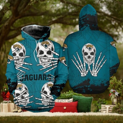 NFL Jacksonville Jaguars Halloween Skull Teal Pullover Hoodie