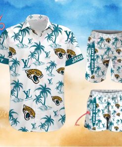 NFL Jacksonville Jaguars Louis Vuitton Logo Pattern Hawaiian Shirt & Shorts