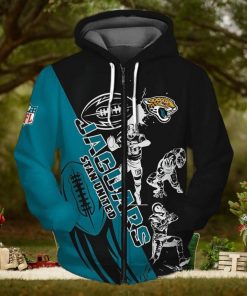NFL Jacksonville Jaguars Teal Black Zip Up Hoodie Ver 5