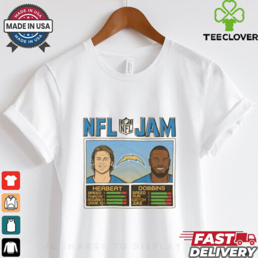 NFL Jam Los Angeles Chargers Herbert And Dobbins 2024 t hoodie, sweater, longsleeve, shirt v-neck, t-shirt