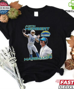 NFL Justin Herbert and Jim Harbaugh Los Angeles Chargers Graphic t shirt