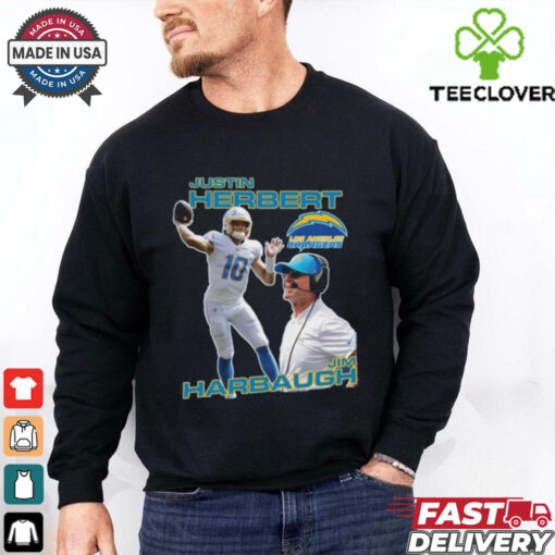 NFL Justin Herbert and Jim Harbaugh Los Angeles Chargers Graphic t shirt