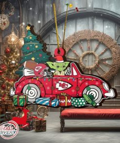 NFL Kansas City Chiefs And Baby Yoda Christmas Ornament 2023 Christmas Tree Decorations