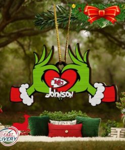 NFL Kansas City Chiefs And Grinch Xmas Ornament Custom Your Name 2023 Christmas Tree Decorations