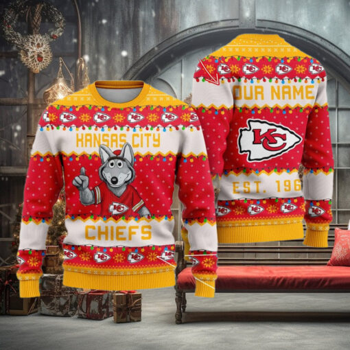 NFL Kansas City Chiefs Cute Mascot Custom Ugly Christmas Sweater