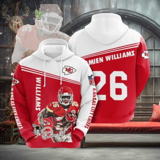 NFL Kansas City Chiefs Damien Williams Red White Pullover Hoodie