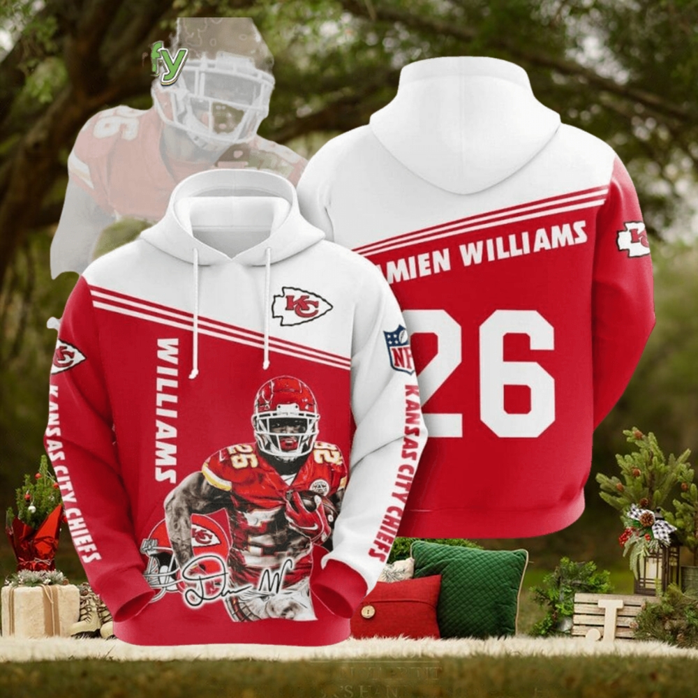 NFL Kansas City Chiefs Damien Williams Red White Pullover Hoodie NFL Kansas City Chiefs Damien Williams Red White Pullover Hoodie